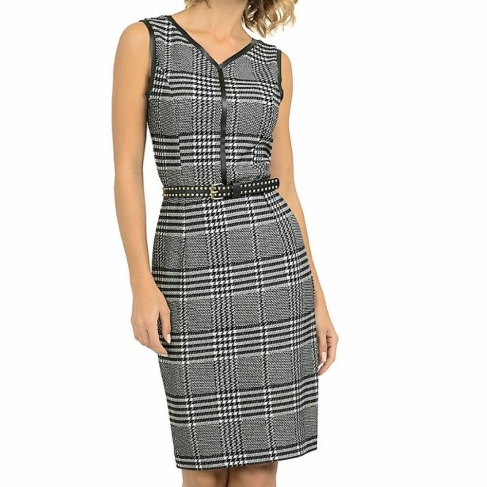 Joseph Ribkoff V Neck Sleeveless Belt Dress